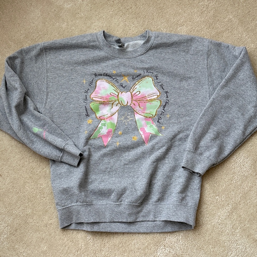 Wicked Sweatshirt with Pink and Green Bow Design
